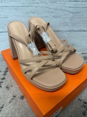 NWT Strappy Platform Nude Sandals